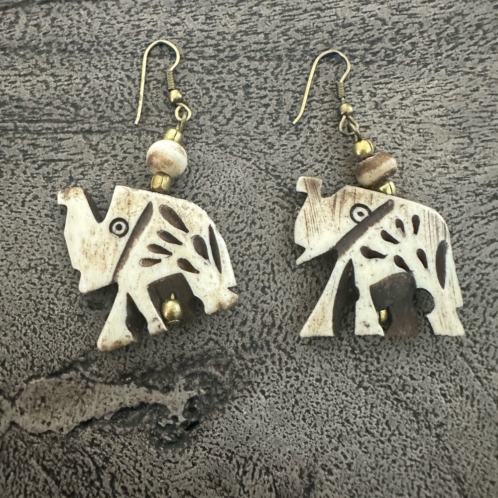 Elephant Shaped Earrings with Beads
